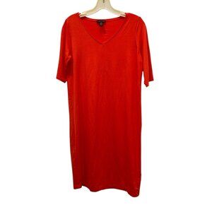 Eileen Fisher coral orange jersey knit t-shirt dress S